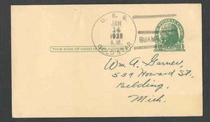 DATED 1939 PC U.S.S. GOLDSTAR CANCELED GUAM ON UX27 - Picture 1 of 1