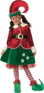 Elf Girl Santa's Helper Christmas Holiday Fancy Dress Up Halloween Child Costume - Picture 1 of 8