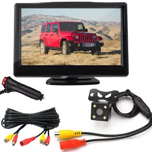 5" Car LCD Monitor IR Night Vision Reversing Rearview Camera Kit w/ Car Charger - Picture 1 of 24