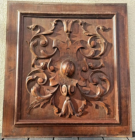 22"  French Antique Architectural Salvage Panel Door Solid Oak Cover