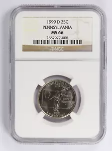 1999-D 25C Pennsylvania Statehood Quarter NGC MS66 - Picture 1 of 2