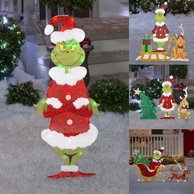 Grinch Stealing the Christmas Outdoor Glowing Decor LED Light Monster Decoration