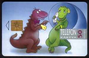 Dinosaurs With Telecard & Talking On Telephone. Chip. MINT In Package Phone Card - Picture 1 of 3