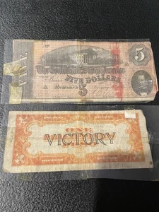 1864 $5 Confederate States of America Five Dollar Bill Civil War Richmond Note - Picture 1 of 6
