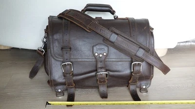 复古 Saddleback XL 皮革经典公文包-深咖啡棕色特大号 — 第 1/4 张图片