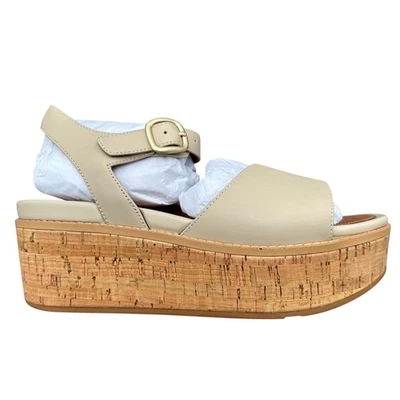 Sandalias de cuña Fitflop Eloise para mujer talla 7 beige envolventes de corcho cuero correa trasera NUEVAS Foto 1 de 4