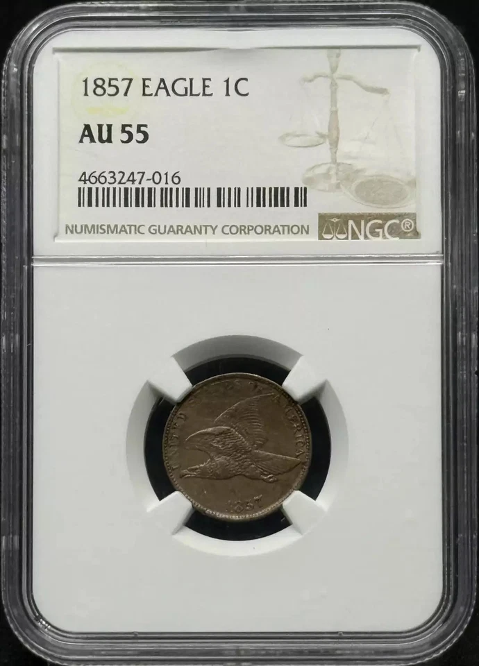 1857 Flying Eagle Small Cent NGC AU-55 - Image 1 of 2