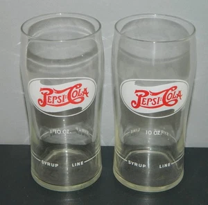 Set di 2 sciroppi in vetro per fontana bibite logo Pepsi-Cola 10 oz anni '40 linea - Foto 1 di 4
