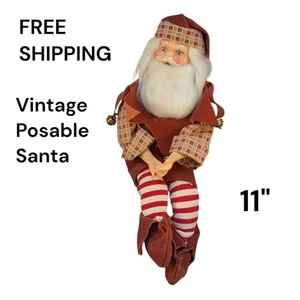Vintage Weihnachtsmann Regal Sitter biegsam beweglich Arme Beine MidCentury Elfe Weihnachten - Bild 1 von 9