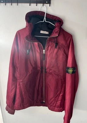 Rare colour Stone Island Hooded Jacket Red/ Burgundy– Size L– Quilted Lining - Image 1 of 4