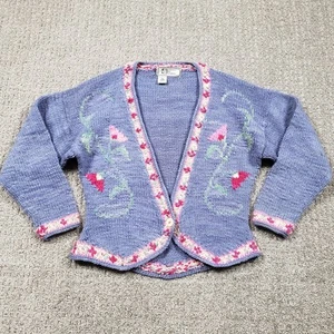Vintage Manos del Uruguay Sweater Womens Small Cardigan Wool Floral 90s - Picture 1 of 8