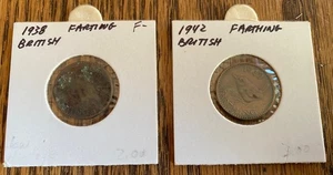 1938 & 1942 GREAT BRITAIN KING GEORGE VI FARTHING PAIR - NICE DETAIL - ESTATE - Bild 1 von 5