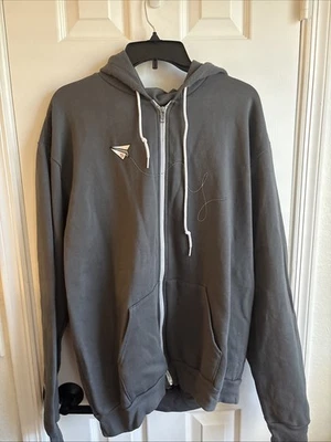 Moletom com capuz American Apparel pequeno cinza com zíper com design de avião de papel 2XL com Yelp - Imagem 1 de 4