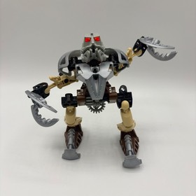 Incomplete LEGO Bionicle Toa Nuva 8568 Pohatu Brown Tan Silver Figure NO MASK