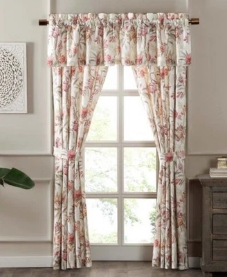 New Rose Tree Islamorada  84-Inch Window Panel Pair  Floral Red Rose Orange Sage - Image 1 of 4