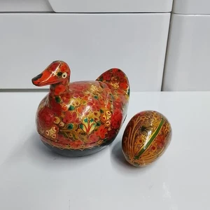 hand-painted Lacquered duck box with egg, Chinese-style collectible - Picture 1 of 6