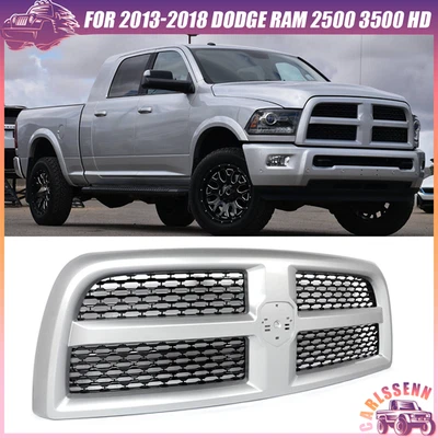 BRIGHT SILVER & BLACK Grille Assembly For 2013-2018 Dodge RAM 2500 3500 Laramie Foto 1 de 4