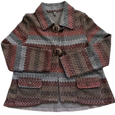 Kaktus cardigan large button XL chore Pocket multicolor Knit - Image 1 of 4