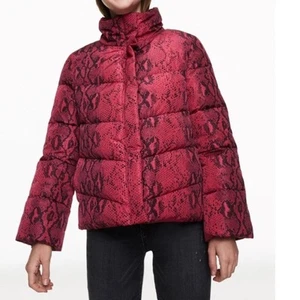 Betsey Johnson Snake Print Quilted Puffer Jacket size S - Picture 1 of 8