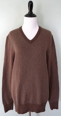 Suéter EDDIE BAUER Mujer Marrón Espiga Cuello en V Algodón Cachemira Talla Pequeña Foto 1 de 4