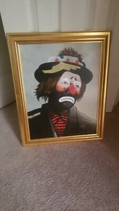 Leon Wolf Sad Clown Oil Painting Framed L. Wolf Whs1 - Picture 1 of 7