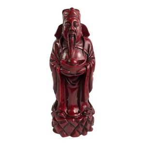 6" Red Soapstone God Luk with Ingot - Picture 1 of 1