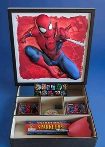 EUC Marvel Spiderman SECRET STASH BOX 3D Fabric Wall Art Super Hero 14x14 Bonus! - Picture 1 of 6