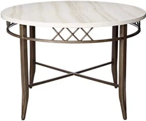ACME Furniture Aldric Antique Black Dining Table with White Faux Marble Top - Picture 1 of 9