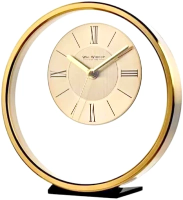 Mantel Clock Round Gold Floating Dial on Clear Glass Roman Numerals   W2937G - Image 1 of 4