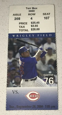 9/28/04 Cincinnati Reds / Chicago Cubs Wrigley Ticket Stub Adam Dunn HR #116 Cover