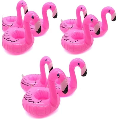 9er Set Mini-Flamingo Aufblasbare Getränkehalter für den perfekten Pool-Spaß - Bild 1 von 2