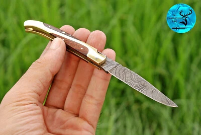 CUSTOM HANDMADE FORGED DAMASCUS STEEL FOLDING POCKET KNIFE EDC CAMPING 1260 - Image 1 of 4