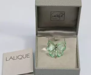 BNIB Lalique 925 Sterling Silver LARGE Butterfly Papillon GREEN Crystal Necklace - Picture 1 of 11