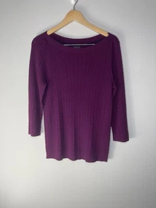 Tommy Hilfiger Women's Cable Knit Pima Cotton Purple Sweater Size XL Preppy - Picture 1 of 4
