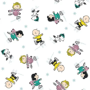 Fabric Charlie Brown Peanuts Group Skate by SPRINGS CREATIVE 1/4 Yd 77343A - Picture 1 of 6