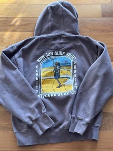 Rip Curl Men's X Ron Jon Shop Skelly Pullover Fleece Hoodie Sweatshirt in Gray - Picture 1 of 4