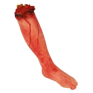 HALLOWEEN LIFE SIZE SEVERED BODY PARTS PROP BLOODY FAKE LEG FOOT PROP - Picture 1 of 8