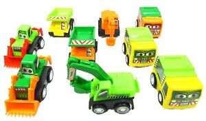 Set of 9 Assorted Toy Construction Vehicle Play Set