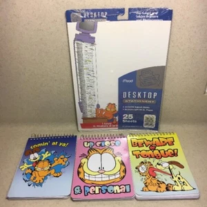 Vintage Garfield Desktop Stationery Paper & Spiral Flip Top Notepads Notebook - Picture 1 of 12