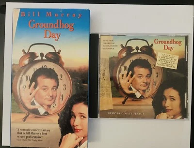 Groundhog Day 1993 film VHS & Soundtrack CD Set 2 Bill Murray Andie MacDowell  - Image 1 of 2