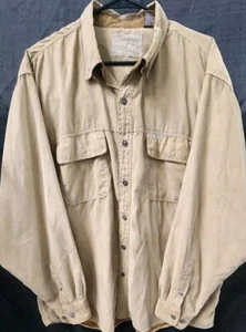 North River Outfitters Sueded Shirt Mens XL Beige Button Down Casual Long Sleeve - Picture 1 of 12