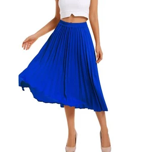 Women’s Leopard Print A-Line Skirt High Elastic Waist Pleated Long Midi Skirt - Picture 1 of 5