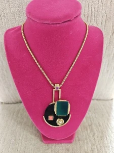Vintage Lee Angel MCM Deco Abstract Geometric Pendant Necklace - Bild 1 von 6