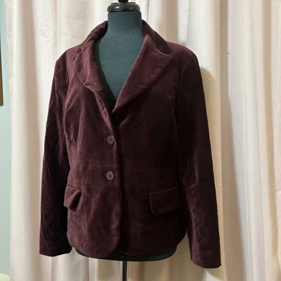 Blazer de terciopelo New York & Company para mujer talla M borgoña forrado con dos botones NUEVO Foto 1 de 4