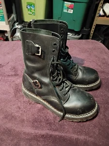 Amoladoras Reino Unido Talla 7 Talla 8B Hechas en Inglaterra De Colección Cuero Raro Negro  - Imagen 1 de 20