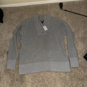 Suéter para hombre Lands' End Drifter L gris 100 % algodón tejido cuarto cremallera cuello nuevo con etiquetas - Imagen 1 de 5