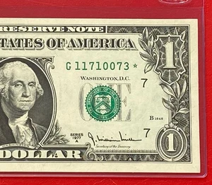 1977 A STAR NOTE $1 DOLLAR BILL  ( CHICAGO G ) UNCIRCULATED - Picture 1 of 3