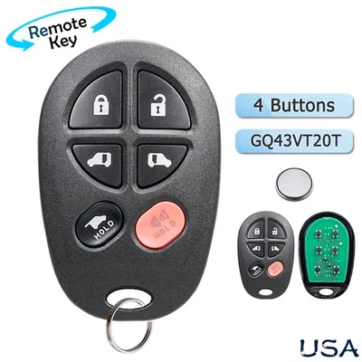 Llavero remoto para coche Toyota Sienna 2010 2011 2012 2013 2014 2015 2016 2017 Foto 1 de 4