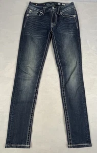 Miss Me Jeans Women's 27x31 Blue Standard Skinny Blingy Dark Wash - Picture 1 of 12