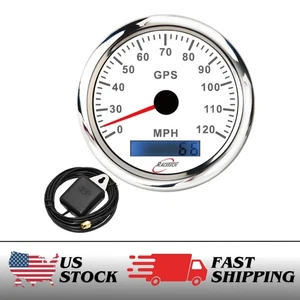 RACETECH 85mm (3-3/8") 7 Color LED White GPS Speedometer 120 MPH Waterproof - Picture 1 of 11